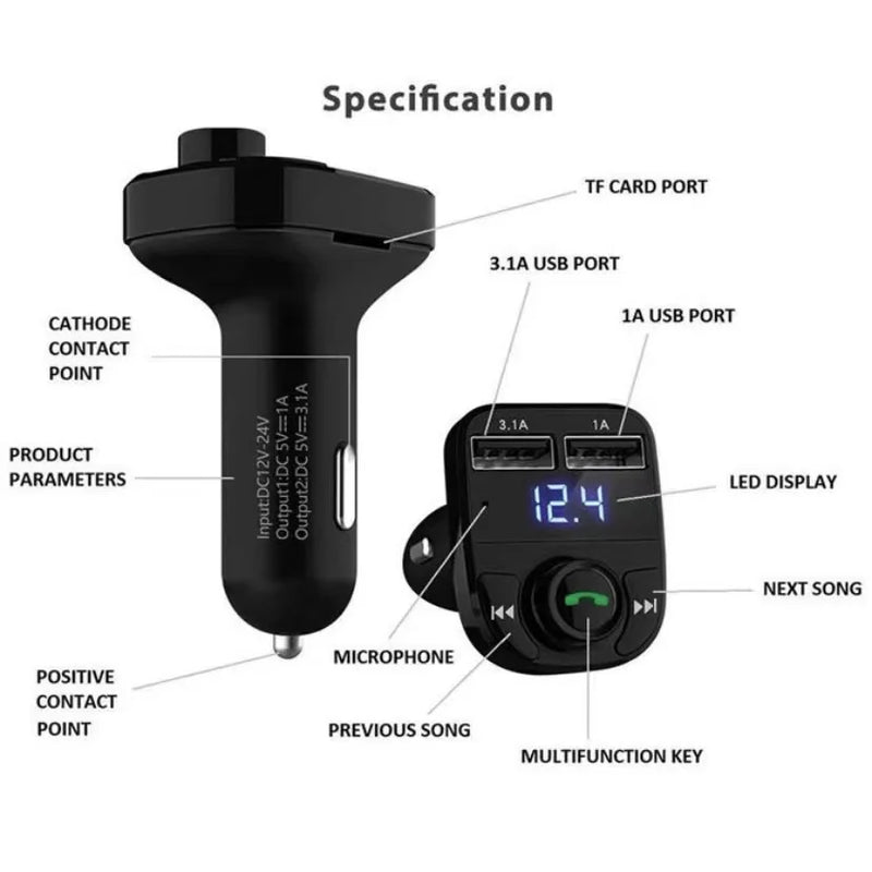 Receptor FM Transmissor e Carregador Veicular PRODUTO ESTOQUE BRASIL